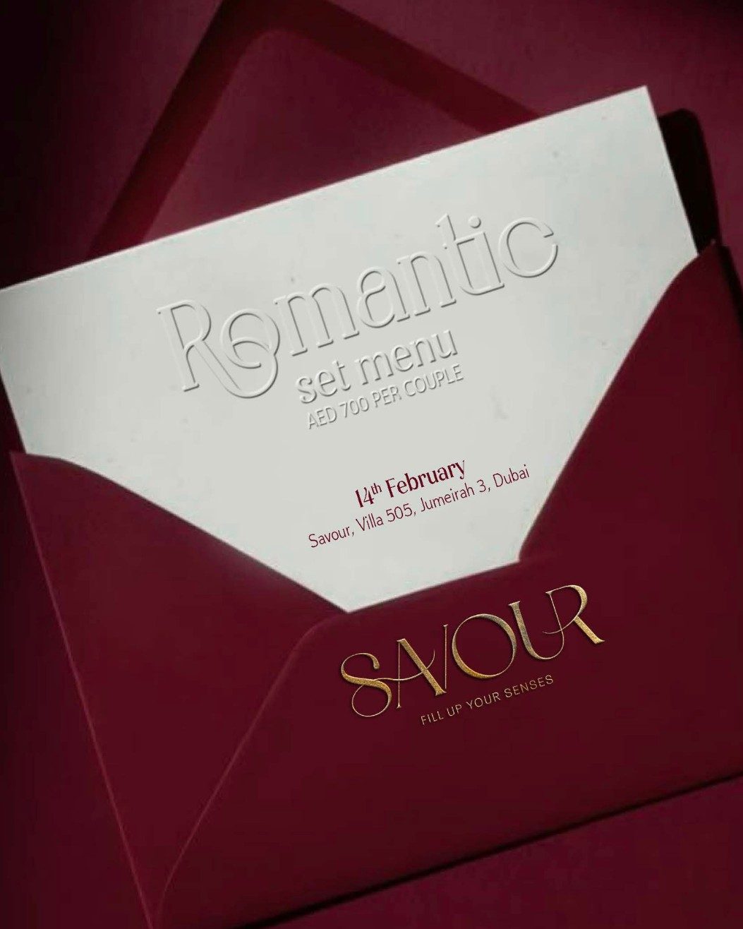 Valentine's Day dinner event at SAVOUR restaurant Dubai