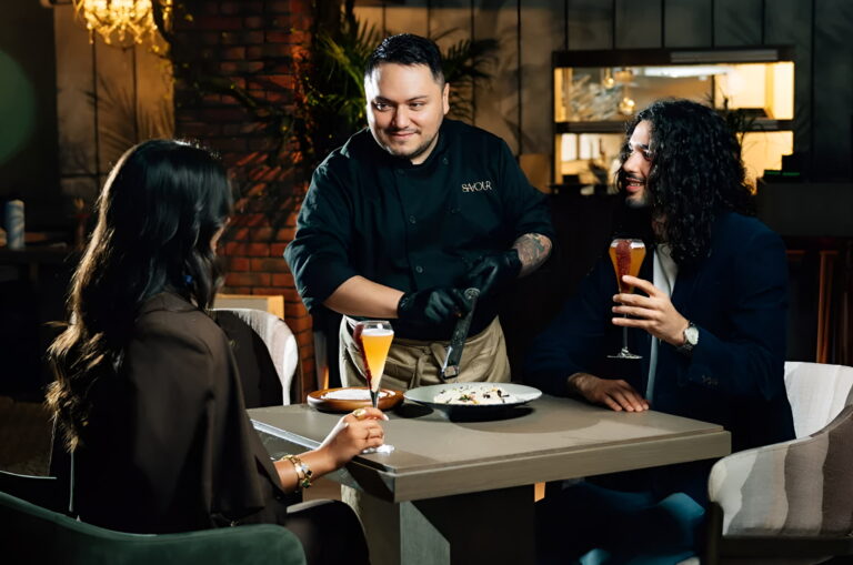 Healthy lunch and mocktails served in a Dubai lounge