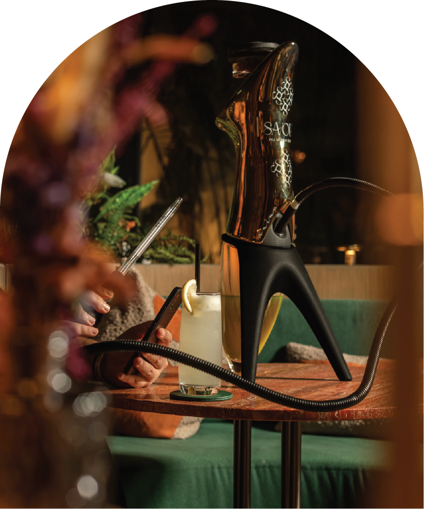 Premium shisha lounge seating at SAVOUR, Dubai